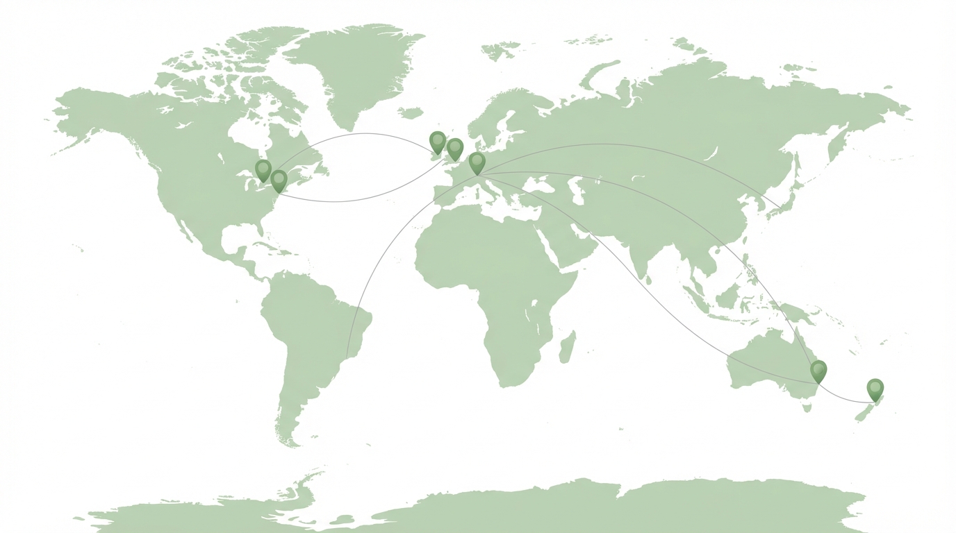 Mapa dos destinos 808 Work and Travel